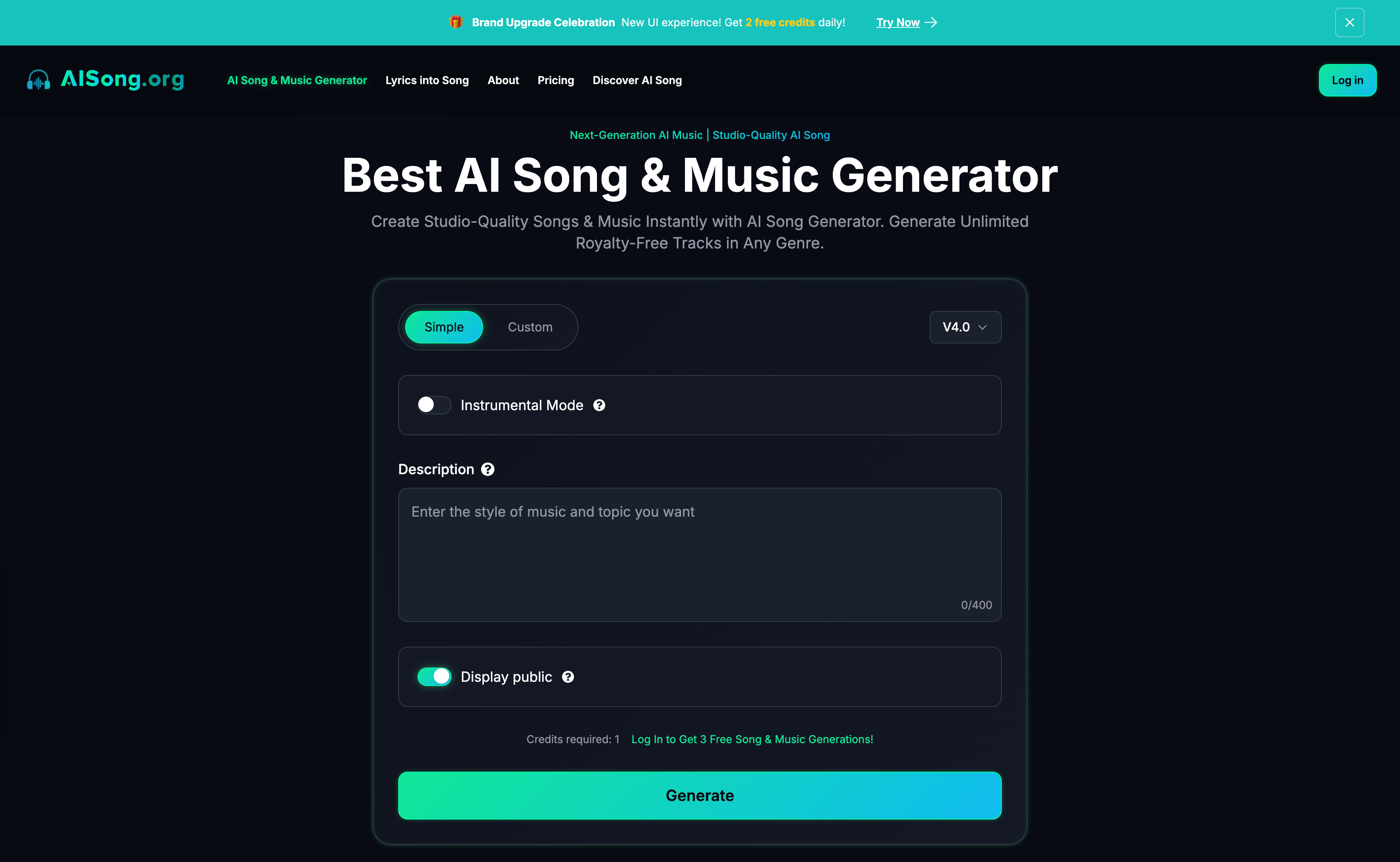 AI Song Brand Upgrade 2025: New UI Launch & 2 Free Daily Music Generations for All Users